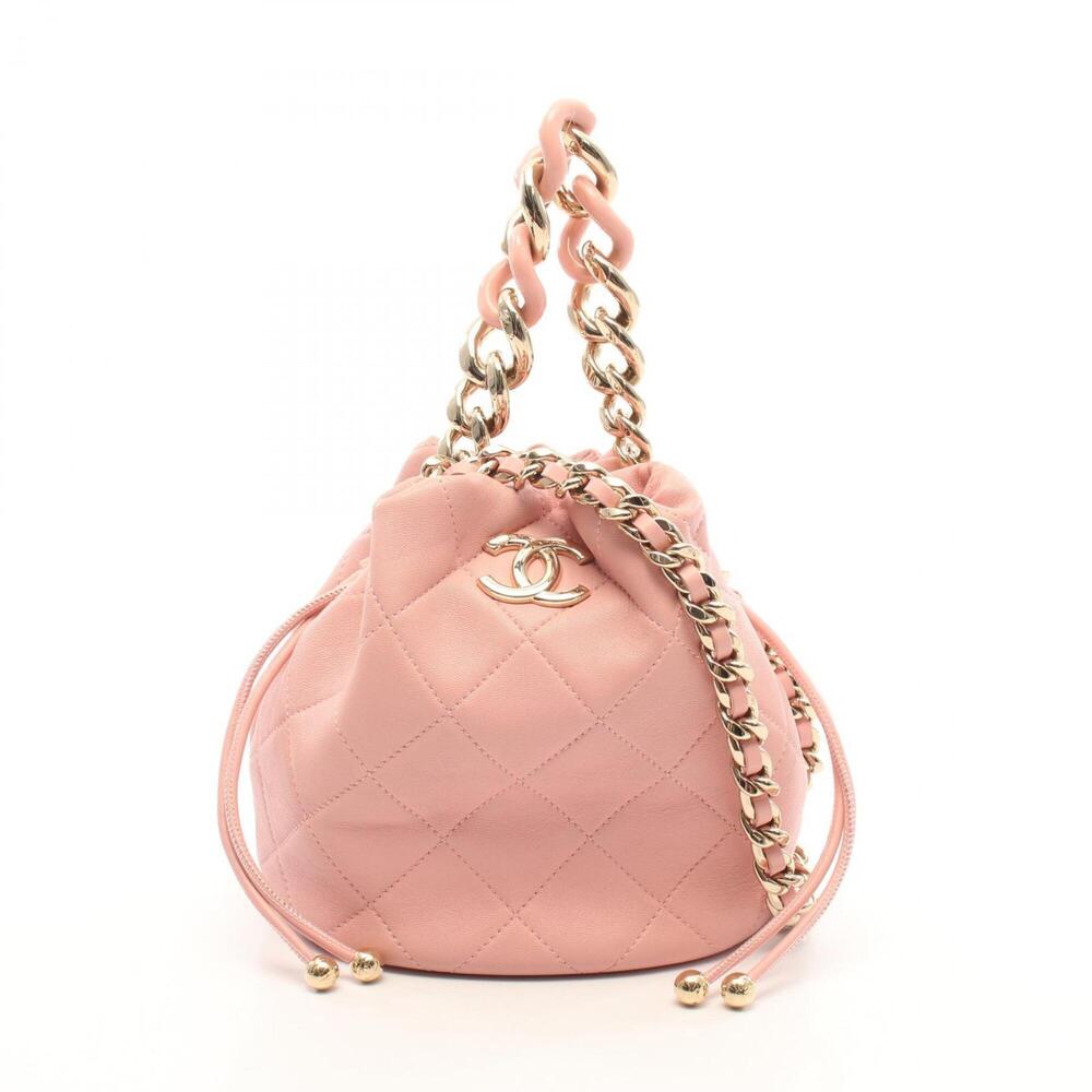 Chanel Matelassé Drawstring 2-Way Shoulder Bag/Handbag, Leather, Women's, Pin...